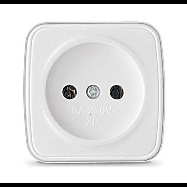 Розетка 1-м ОП Электра 10А IP20 без заземл. бел. Союз 0011 фото 1