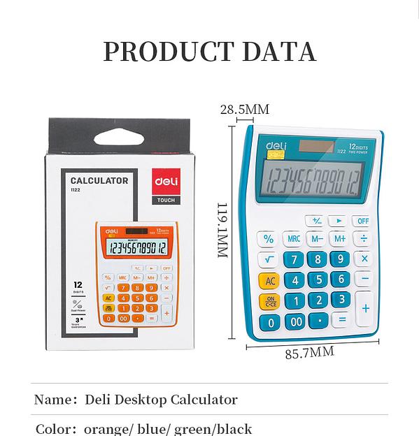 Калькулятор настольный Deli E1122/GRN зеленый 12-разр. фото 6