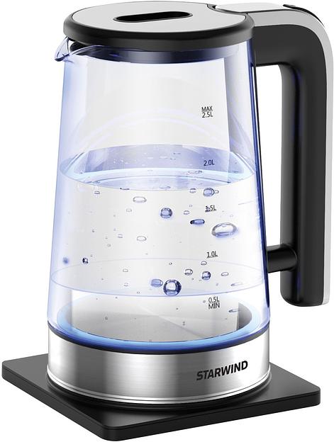 Чайник электрический Starwind SKG4043 2.2л. 1800Вт черный/серебристый корпус: стекло фото 1