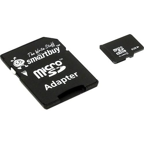 Micro SecureDigital 8Gb Smart buy SB8GBSDCL4-01 {Micro SDHC Class 4, SD adapter} фото 1