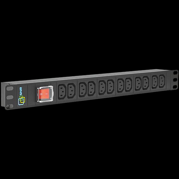 Блок электрических розеток на 12 гнезд IEC320 C13, без шнура питания с вилкой C14 фото 1