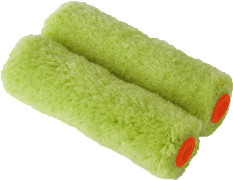 Ролик mini DECOR B.E. полиакрил зеленый 100 мм, d 15 мм, бюгель 6 мм, ворс 12 мм (2шт) фото 1
