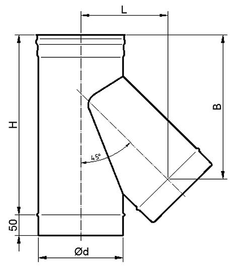 Тройник Сэндвич 45° с заглушкой (съёмная) фото 3