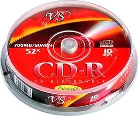 Диск CD-R VS 700 Mb, 52x, Cake Box (10), Printable (10/200) фото 1
