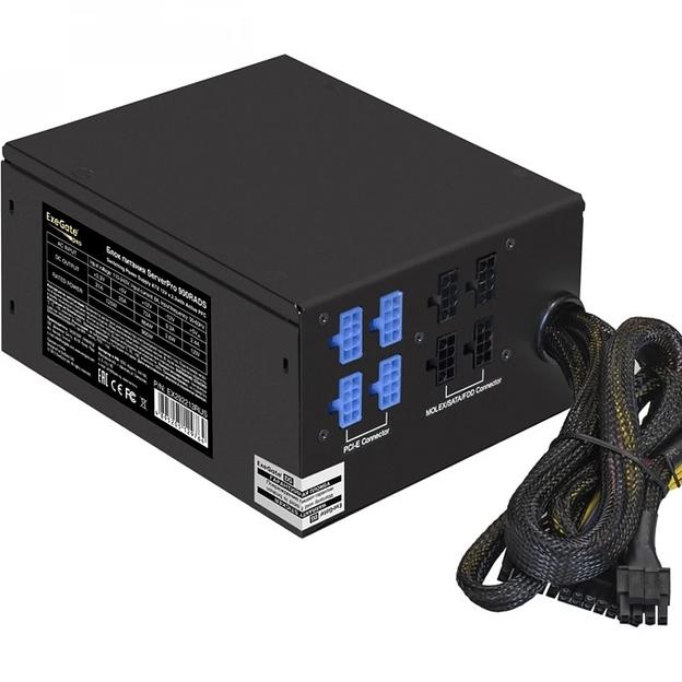 Exegate EX292213RUS Серверный БП 900W ExeGate ServerPRO-900RADS (ATX, for 3U+ cases, APFC, КПД 80% (80 PLUS), 14cm fan, 24pin, 2(4+4)pin, PCIe, 5xSATA, 4xIDE, Cable Management, black) фото 1