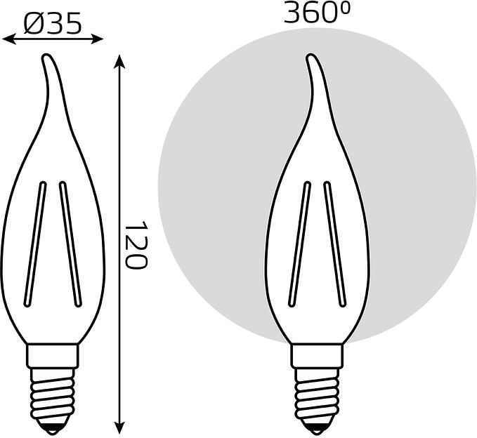 Лампа филам. Gauss Filament 11Вт цок.:E14 свеча 220B св.свеч.бел.нейт. CF35 (упак.:10шт) (104801211) фото 6