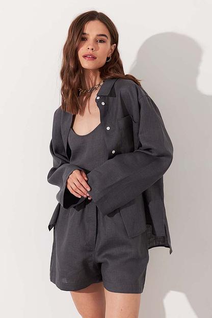 Рубашка короткая S021_DGR/Темно-серый фото 1