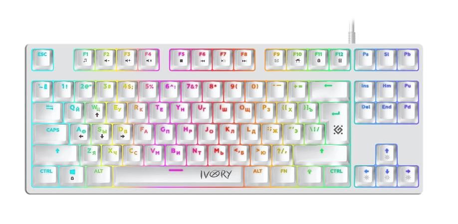 Defender Механическая клавиатура Ivory GK-579 RU, 87кн,1.5м,крас.свитчи, RGB [45579] фото 1