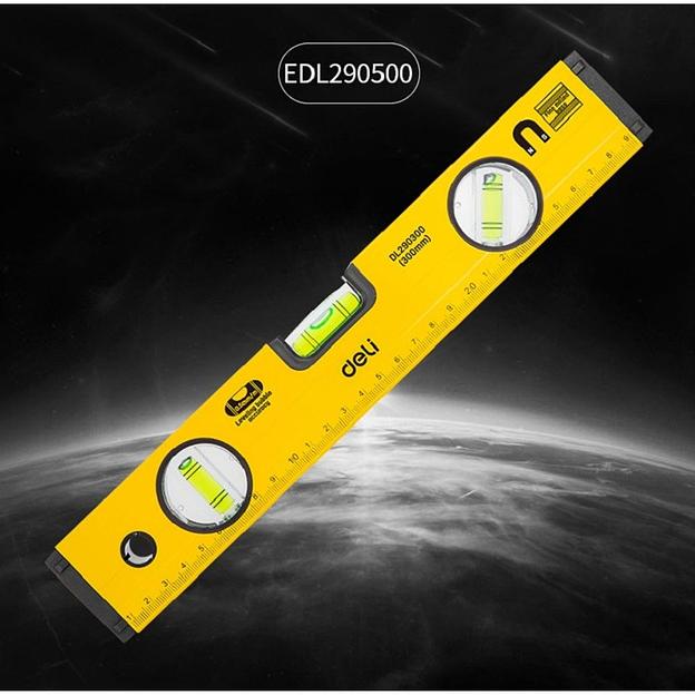 Измерительный и разметочный инструмент Deli Строительный уровень Deli DL290300 300мм, алюминиевый сплав, мягкие резиновые заглушки, магнит, измерение под углом 45° фото 4