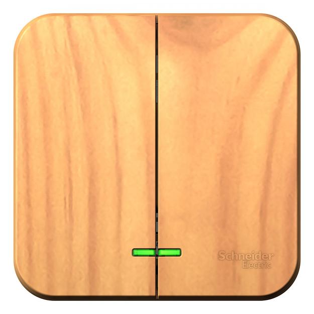 Выключатель BLANCA двухклавишный наружный (схема 5) с подсветкой и изоляционной пластиной 10а 250b ясень фото 1