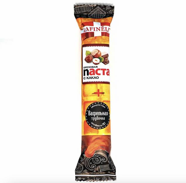 Вафельная трубочка «Lafinele» с ореховой пастой 35 гр, опт фото 1