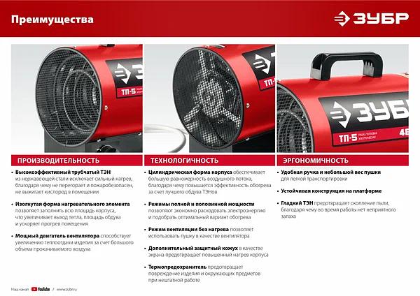 Электрическая тепловая пушка ЗУБР ТП-2 фото 6