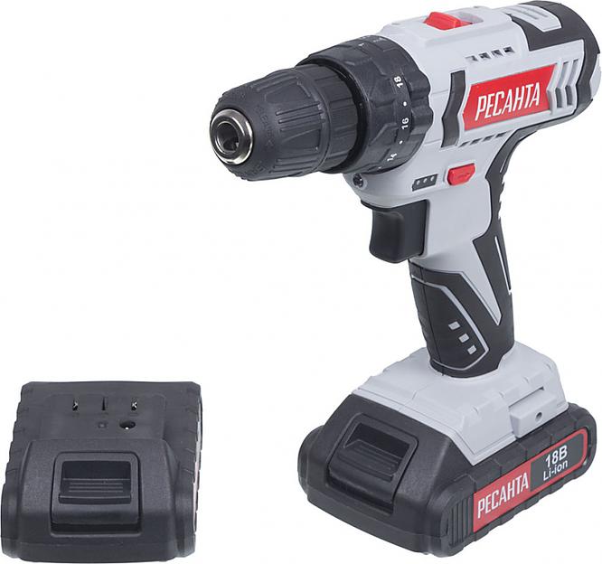 Дрель-шуруповерт ударная Ресанта ДА-18-2ЛК-У аккум. патрон:быстрозажимной (кейс в комплекте) фото 1
