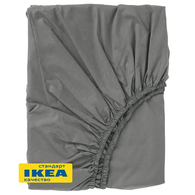 Простыня на резинке УЛЬВИДОРО (ИКЕА УЛЛЬВИДЕ) 160x200, серый, поплин KL-30336954 фото 1