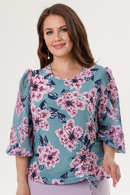 Блузка женская 7021-23/03/Бирюзовый, сиреневый фото 3