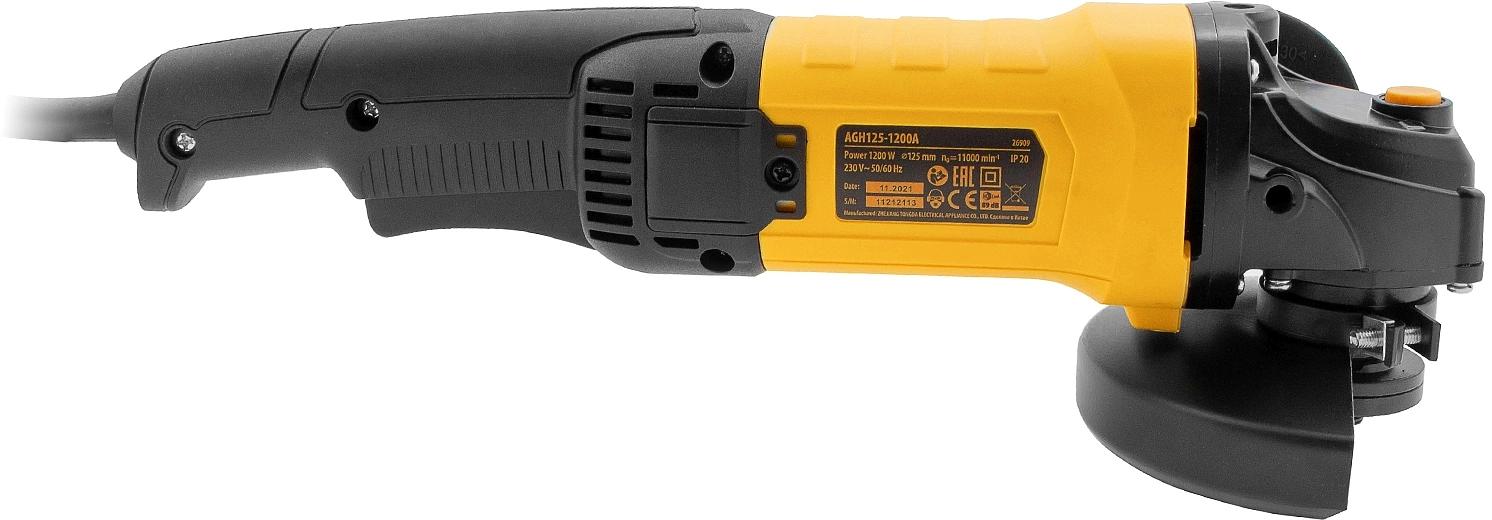 Машина шлифовальная угловая AGH125-1200A, 1200 Вт, 125мм, 11000 об/мин Denzel фото 7