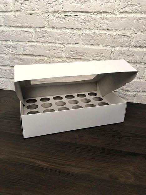 Упаковка для капкейков с окном 30,5х20,5 см 24 шт мелованный картон фото 2