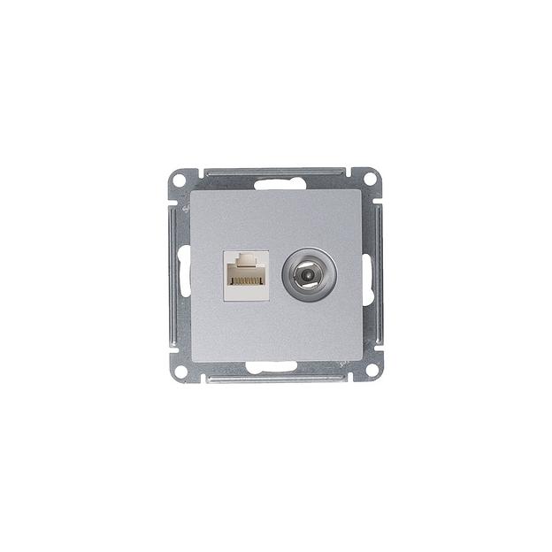 Systeme electric ATN000389 ATLASDESIGN РОЗЕТКА двойная комп+ТВ, RJ45+TV, кат.5E, механизм, АЛЮМИНИЙ фото 5