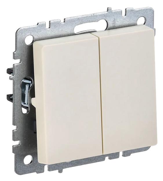 Выключатель IEK Brite ВС10-2-0-БрКр скрыт. 2кл. бежевый (упак.:1шт) (BR-V20-0-10-K10) фото 1