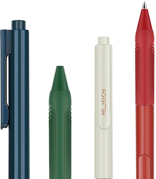 Набор ручек гелев. автоматическая Deli Nusign (NS646-P) ассорти черн. черн. кор.карт. (12шт) линия 0.5мм резин. манжета фото 3