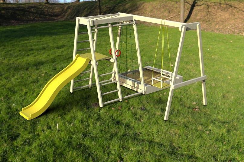Уличный комплекс "Паутинка с песочницей и пластиковой горкой!" фото 1