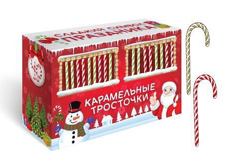 Карамельные тросточки новогодний дисплей 1 уп/40шт 15 гр (КТ-2-1) фото 1