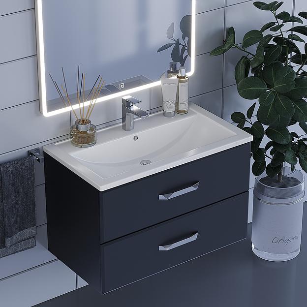 Тумба под раковину для ванной Uperwood Foster 80 см, подвесная, черная фото 6