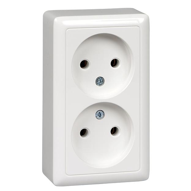 Systeme electric RA16-237-B ХИТ О/У РОЗЕТКА двойная без заземления без шторок 16А, 250В, БЕЛЫЙ. Россия фото 2