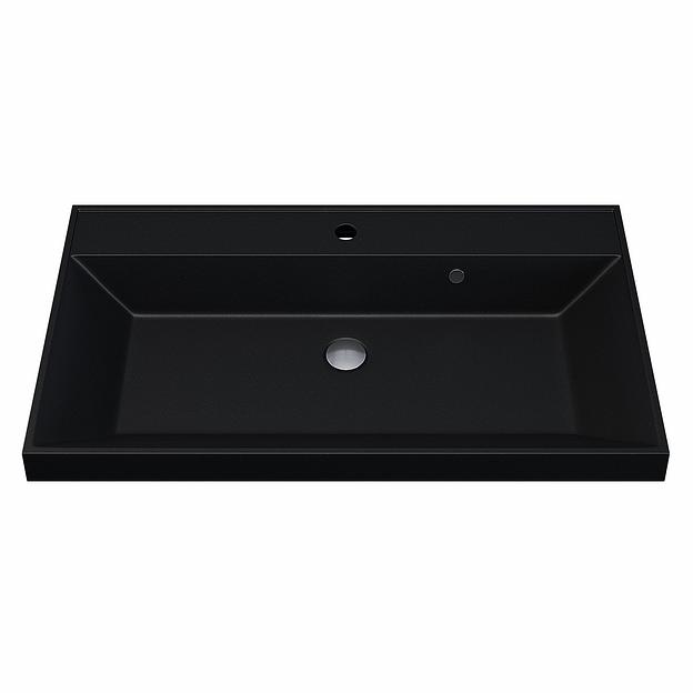 Раковина кварцевая для ванной комнаты Uperwood Classic Quartz 80 см, черная матовая, космос фото 5