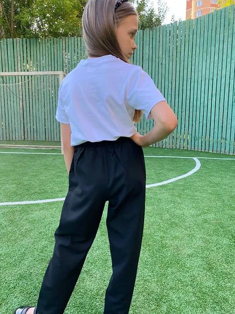 Брюки прямые костюмные на девочку KristiKlo чёрный ОПТ фото 2