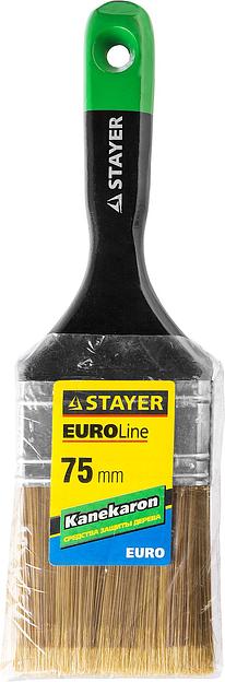 STAYER KANEKARON-EURO, 75 мм, 3″, искусственная щетина, деревянная ручка, для высокотекучих ЛКМ, плоская кисть (0106-075) фото 2
