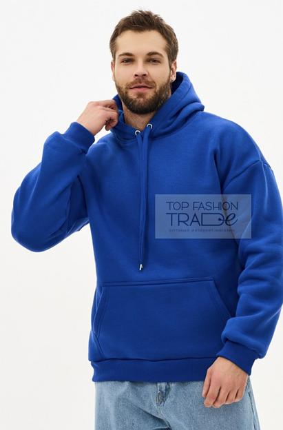 Худи мужское с начёсом оверсайз с капюшоном синий «василёк» HUD03-7 фото 2