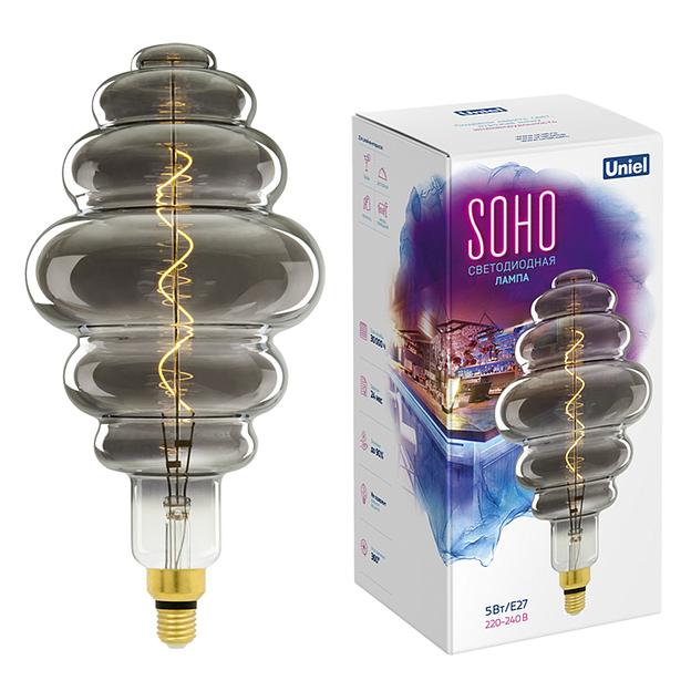 Лампа светодиодная SOHO LED-SF40-5W/SOHO/E27/CW CHROME/SMOKE GLS77CR Хромированная/дымчатая колба Спиральный филамент фото 1