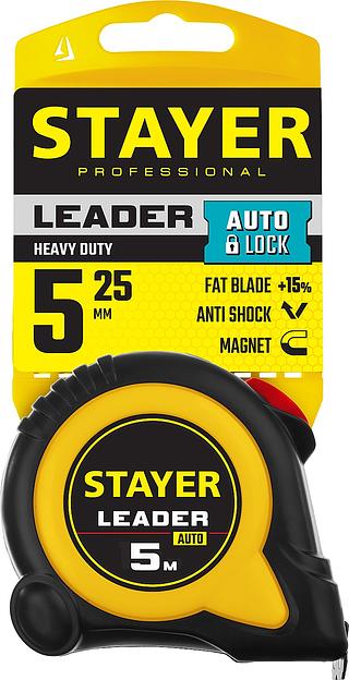 STAYER Leader, 5 м х 19 мм, рулетка с автостопом, Professional (3402-05-19) фото 4