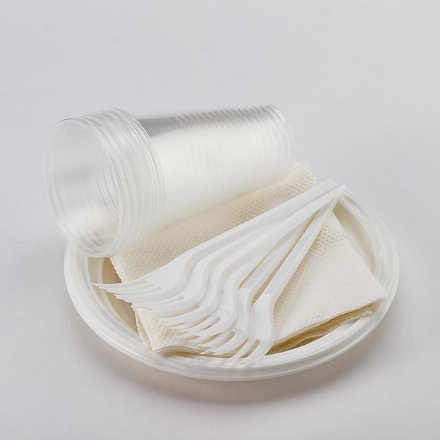 Набор посуды на шестерых "Турист": тарелка, стакан, вилка, салфетка фото 1