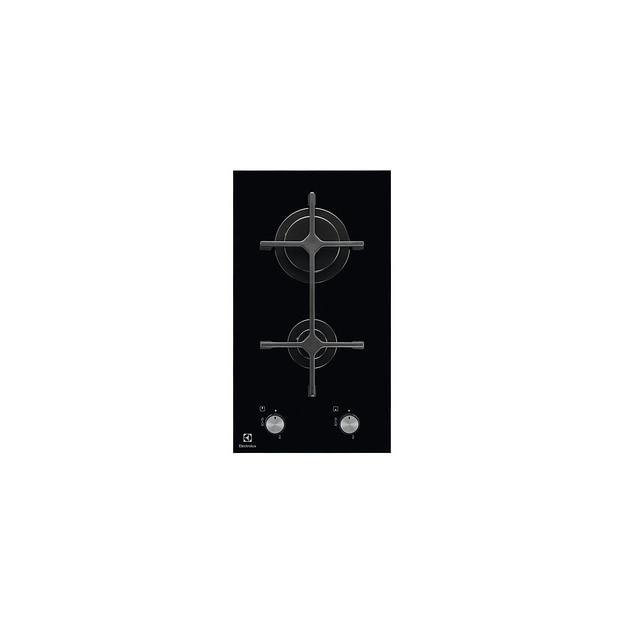 Газовая варочная панель Electrolux EGC3322NVK, 2 конфорки, закаленное стекло, черный фото 1