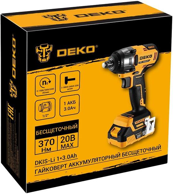 Гайковерт аккумуляторный бесщеточный DEKO DKIS-Li, 20В, 1*3.0Ач, 370 Нм фото 4