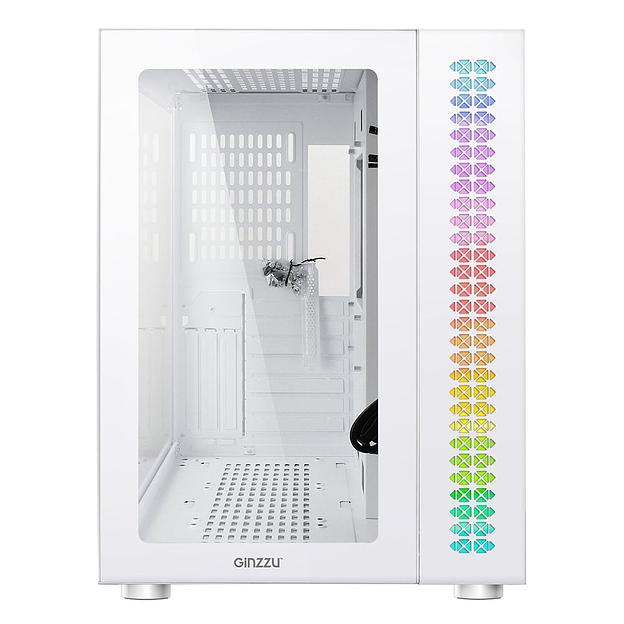 Ginzzu V560 RGB подсветка, закаленное стекло 1*USB 3.0,1*USB 2.0, AU Белый ATX фото 4