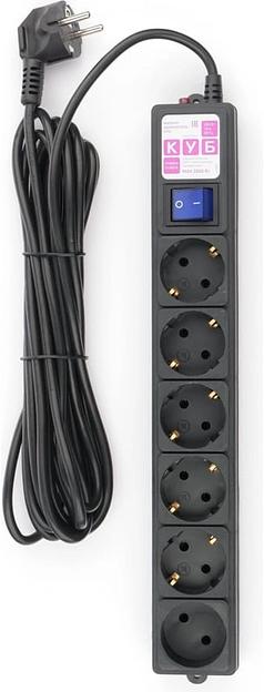 Сетевой фильтр Powercube SPG6-B2 5м (6 розеток) черный (коробка) фото 1