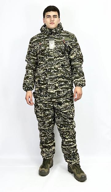 Костюм камуфляжный зимний, зелено-белый, ткань «Кошачий глаз», опт фото 1