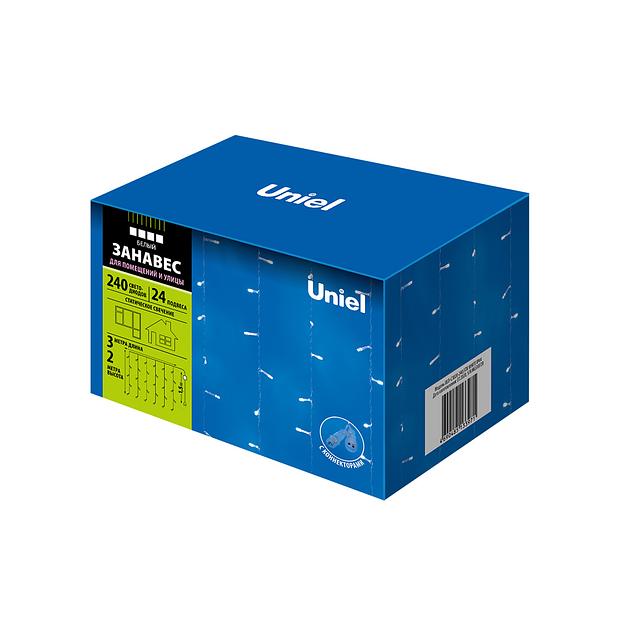 Занавес светодиодный со статическим свечением 3х2м Соединяемый 240 светодиодов Белый свет Провод прозрачный ULD-C3020-240/STK WHITE IP44 фото 1