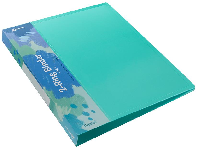 Папка на 2-х кольцах Бюрократ Pastel PAST0812/2RGRN A4 пластик 0.5мм кор.32мм торц.карм с бум. встав мятный фото 3