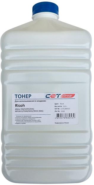 Тонер Cet SD6 CET5289500 черный бутылка 500гр. для принтера RICOH Aficio 550/1075/2051/MP1813/5500/6001/9001 фото 1