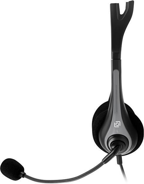 Наушники с микрофоном Оклик HS-M300 черный/серый 1.8м накладные оголовье (1876323) фото 7