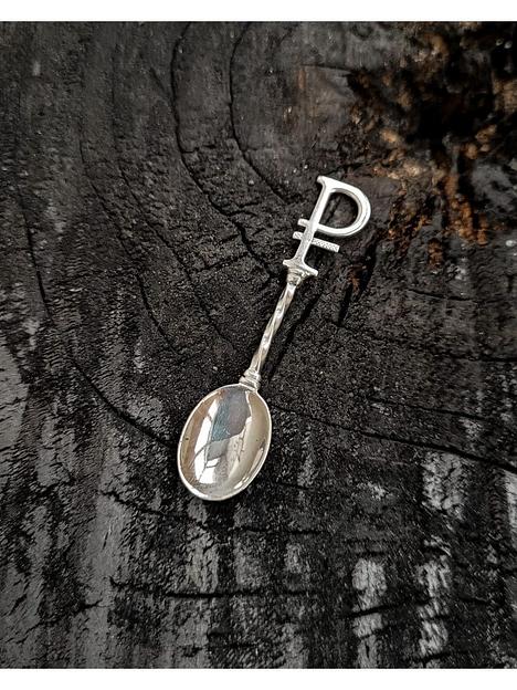 Подарок сувенир ложка загребушка «Рубль» в кошелек серебро фото 1