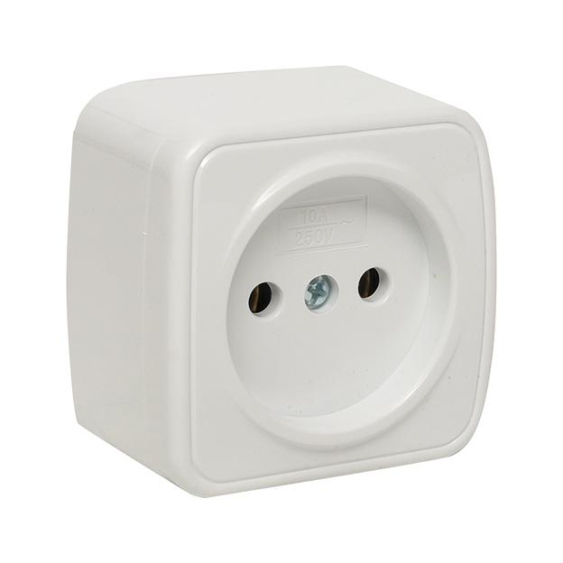 EKF EGR10-022-10 Минск Розетка 1-местная ОП 10А без заземления белая EKF Basic фото 1