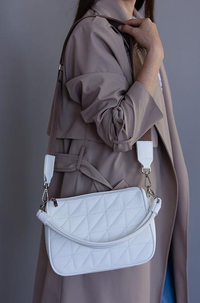 Женская сумка стеганая через плечо белая опт фото 5