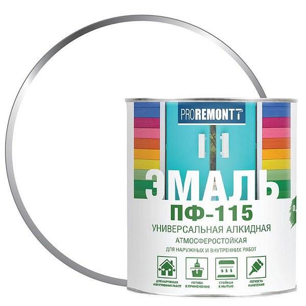 Эмаль ПФ-115 PROREMONTT Бел. глянц. 0,9кг фото 1