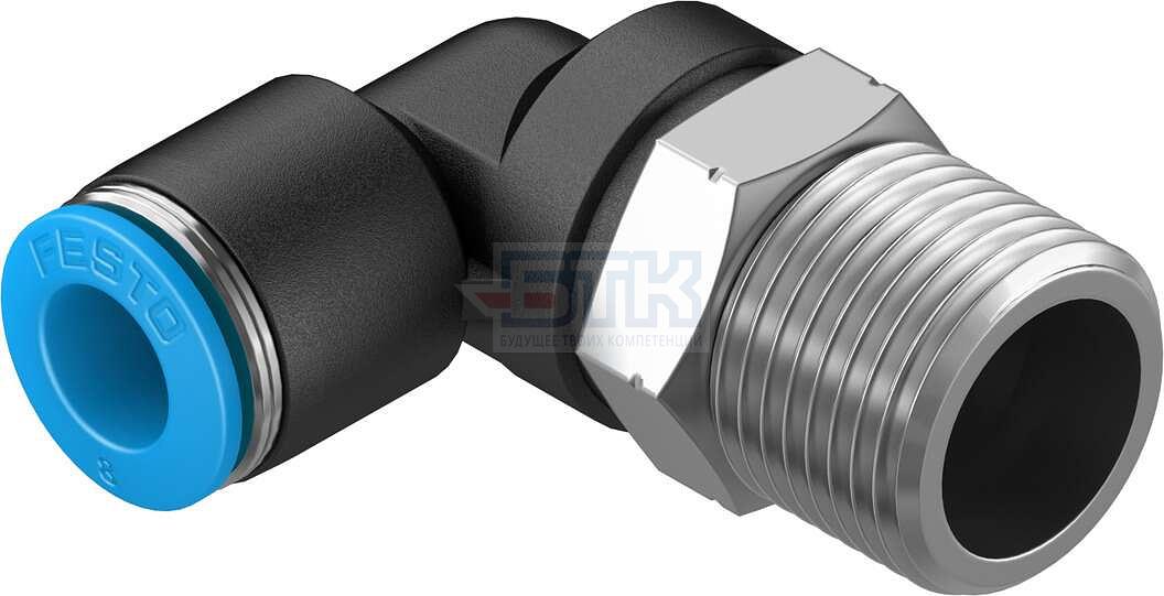 153050 Угловой штуцер с цанговым зажимом и резьбой QSL-3/8-8 FESTO фото 1