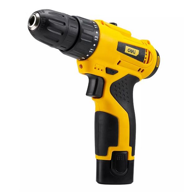 Дрель-шуруповерт аккумуляторная Deli DL-DZ12-E2D1 (2АКБ+ЗУ, 12В, 1,5А*ч, 22Нм, кейс) фото 1